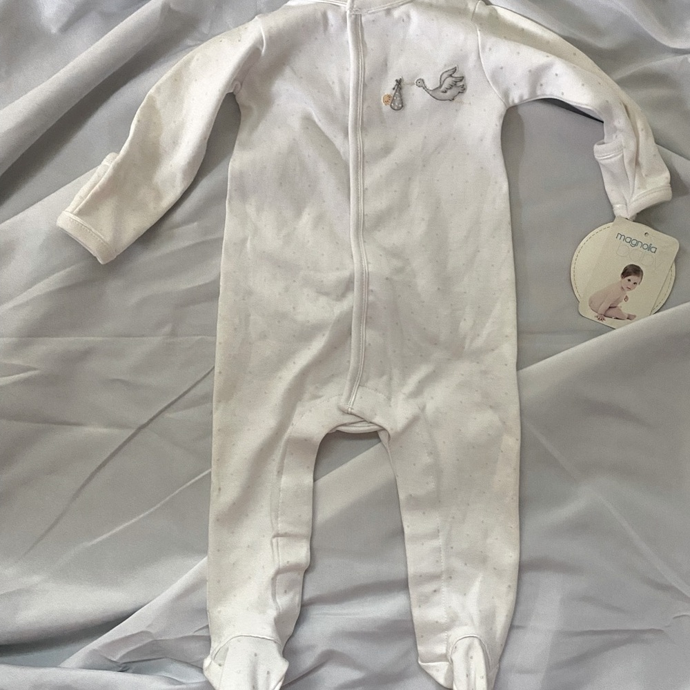 White Magnolia Baby Footies